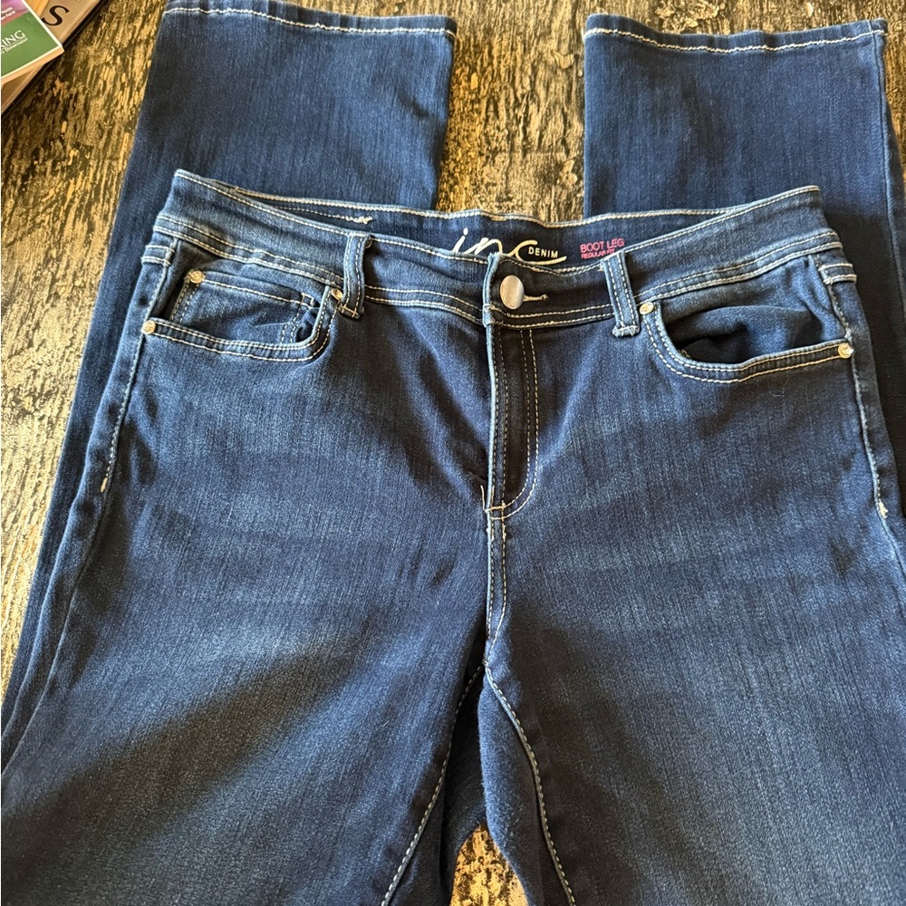 INC International Concepts Dark Blue Boot Cut Jeans